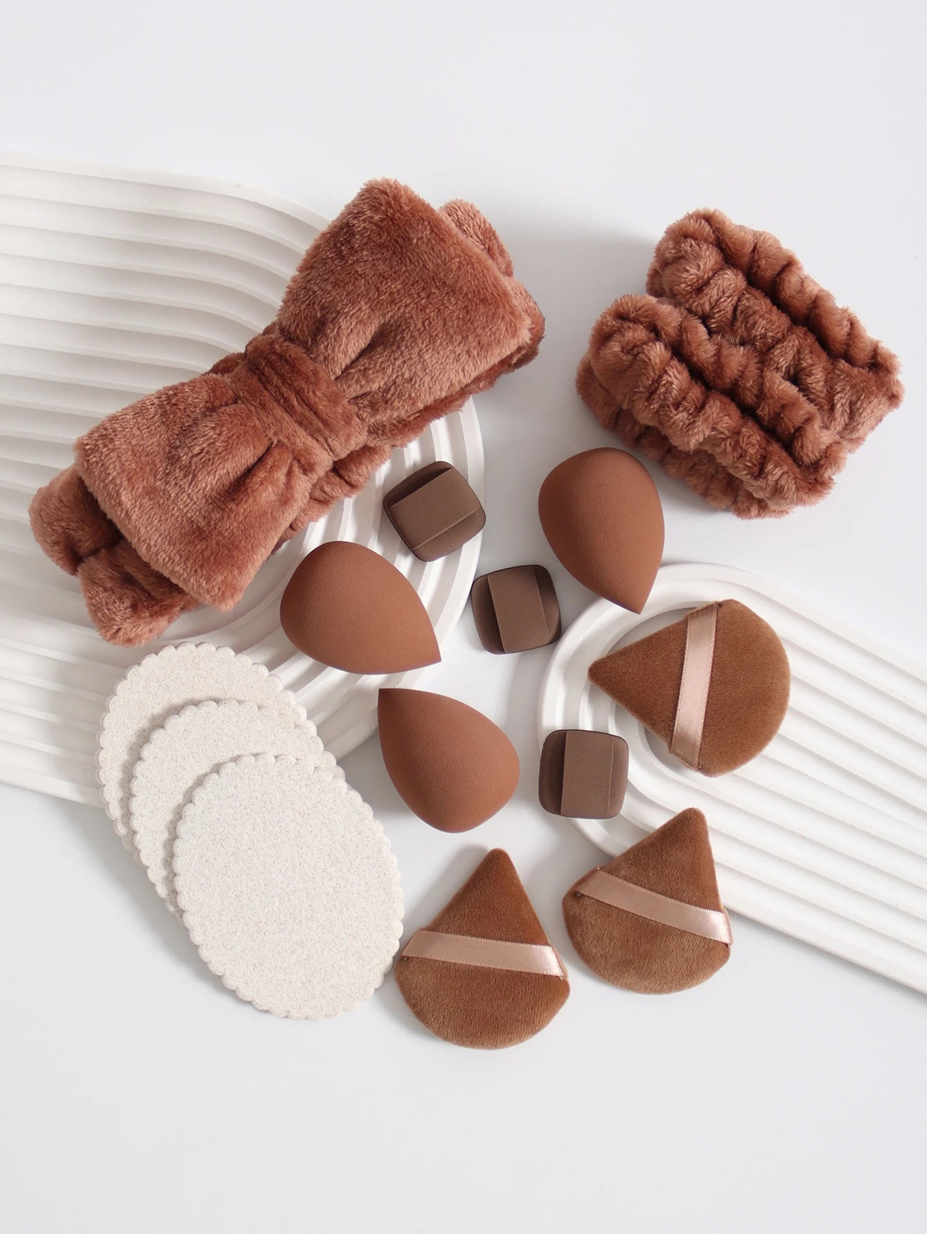 15 件套 Cosmetic Puff Makeup Sponge Blender Beauty Egg Foundation Sponges Puff Wash Face Headband Wristband Make up Accessories Beauty World Shop
