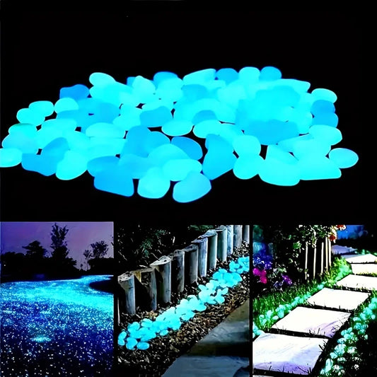 100pcs Glow In The Dark Pebbles, Resin Luminous Stones For Landscape, Garden Paths, Potted Plants, Parks, Aquarium Decor, Beauty World Shop