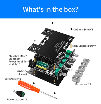 ZK-MT21 Sound Amplifier Module 2x50W+100W 2.1 Channel Subwoofer Bluetooth 5.0 Digital Power Amplifier Board AUX 12V/24V Stereo Beauty World Shop