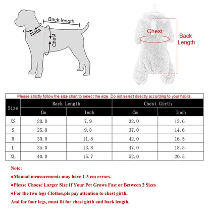 Winter Warm Pet Clothes Soft Flannel Dog Jumpsuit Puppy Cats Four Legs Jacket Coat for Small Medium Dogs Chihuahua Yorkie Outfit Beauty World Shop