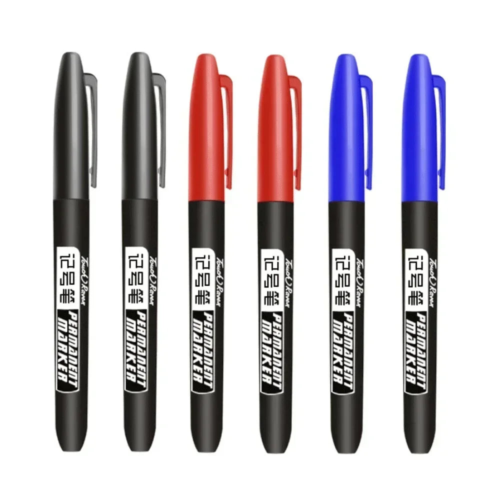 6-20PCs/Set PermanentMarker Pen Fine Point Waterproof Markers Thin Nib Crude Nib Black Blue Red Ink 1.5mm Fine Color Marker Pens Beauty World Shop
