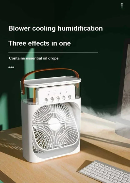 New 3 In 1 Fan AIr Conditioner Household Mini Air Cooler LED Night Light Portable Humidifier Air Adjustment Fan Office Home Fan Beauty World Shop