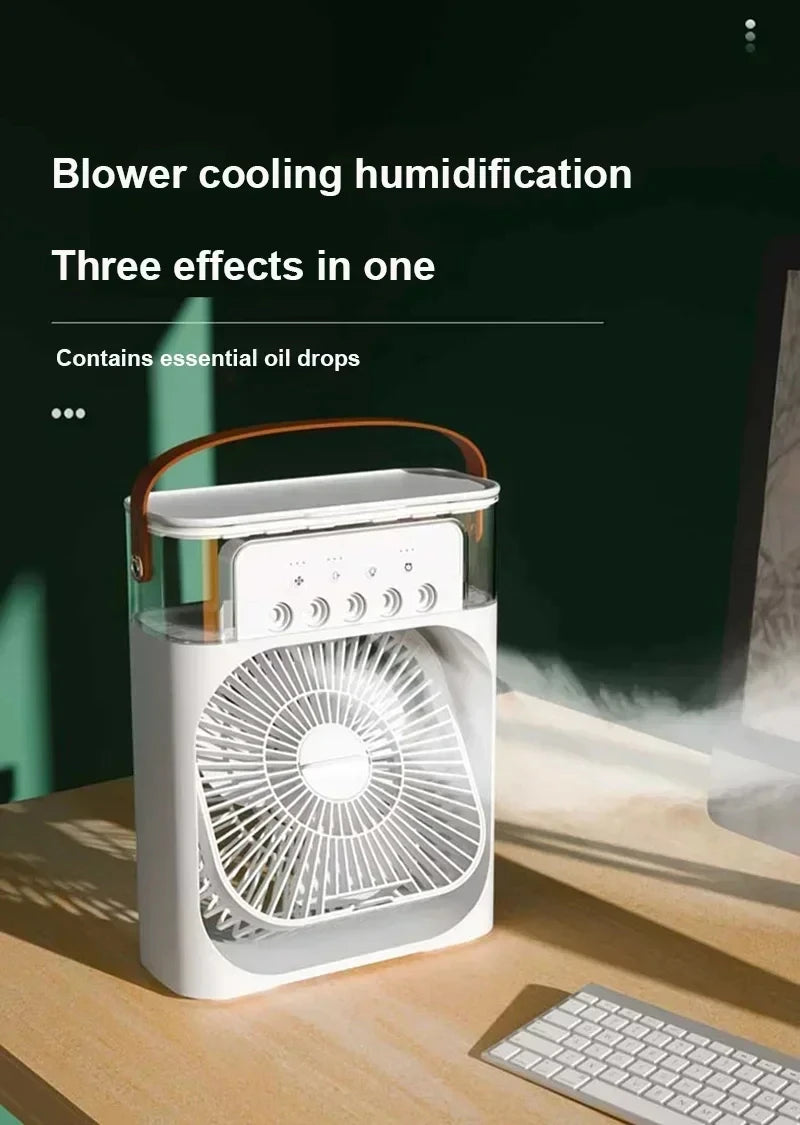New 3 In 1 Fan AIr Conditioner Household Mini Air Cooler LED Night Light Portable Humidifier Air Adjustment Fan Office Home Fan Beauty World Shop