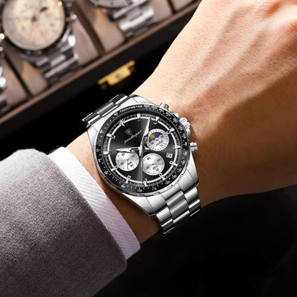 POEDAGAR Business Brand Man Wristwatch Waterproof Stainless Steel Luminous Men Watch Chronograph Date Men's Quartz Watches Reloj Beauty World Shop