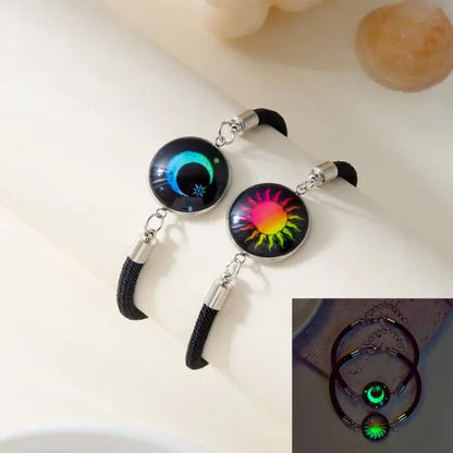 Romantic Luminous Sun Moon Couple Bracelets for Women Men Handmade Braided Rope Matching Bracelet Valentine's Day Jewelry Gifts Beauty World Shop