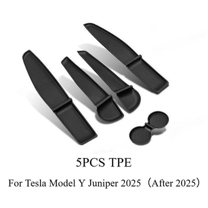 For Tesla Model Y Juniper 2025 Car Door Storage Pad 5PCS TPE Central Control Water Cup Holder Mat Organizer Tray Car Accessories Beauty World Shop