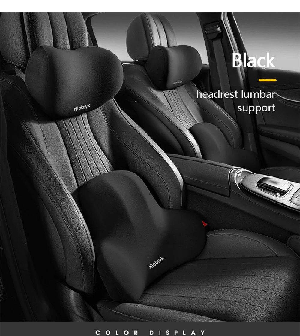 Car Neck Pillow Memory Foam Protective Lumbar Back Support Breathable Car Headrest Cushion Relieve Stress Car Seat Pillow Beauty World Shop