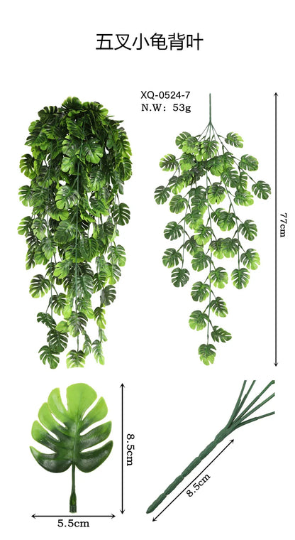 90cm Persian fern Leaves Vines Home Room Decor Hanging Artificial Plant Plastic Leaf Grass Wedding Party Wall Balcony Decoration Beauty World Shop