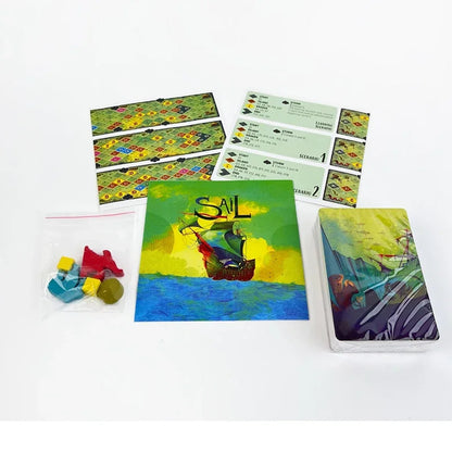 SAIL Board Game English Version with German Style Cards Two Player Cooperation Party Night Game Set Beauty World Shop