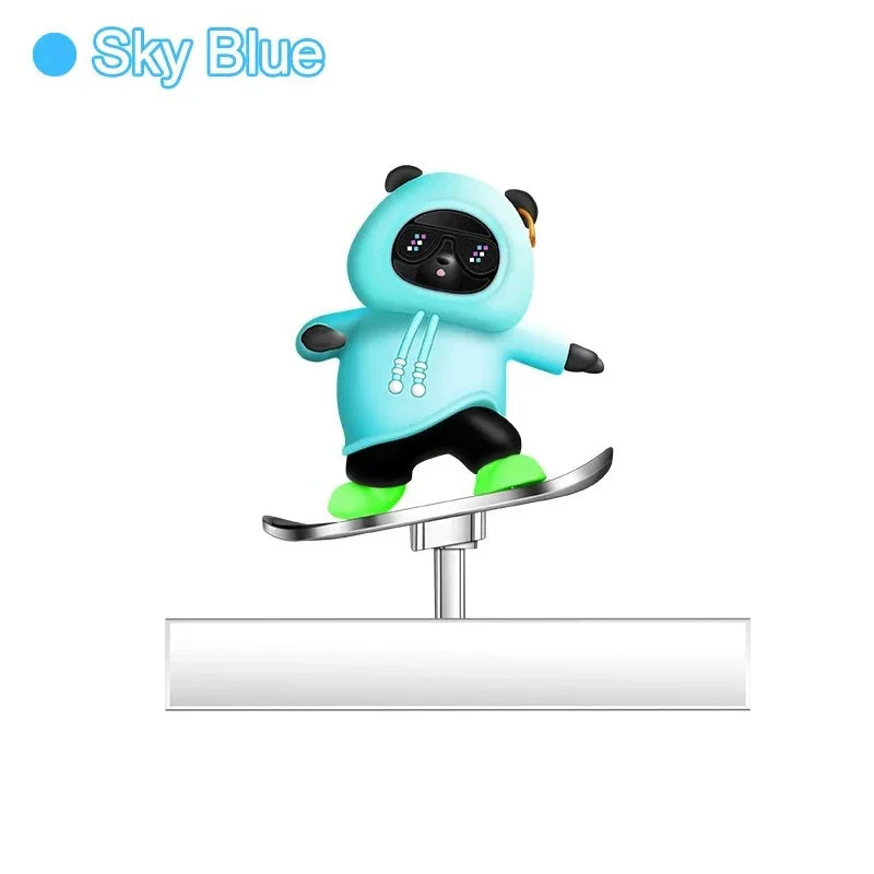 Car Automatic Sliding Skateboard Bear Alloy Cute Cartoon Scooter Center Console Ornaments Creative Car Decoration Accessories Beauty World Shop