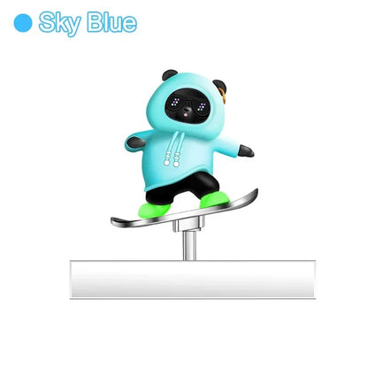 Car Automatic Sliding Skateboard Bear Alloy Cute Cartoon Scooter Center Console Ornaments Creative Car Decoration Accessories Beauty World Shop