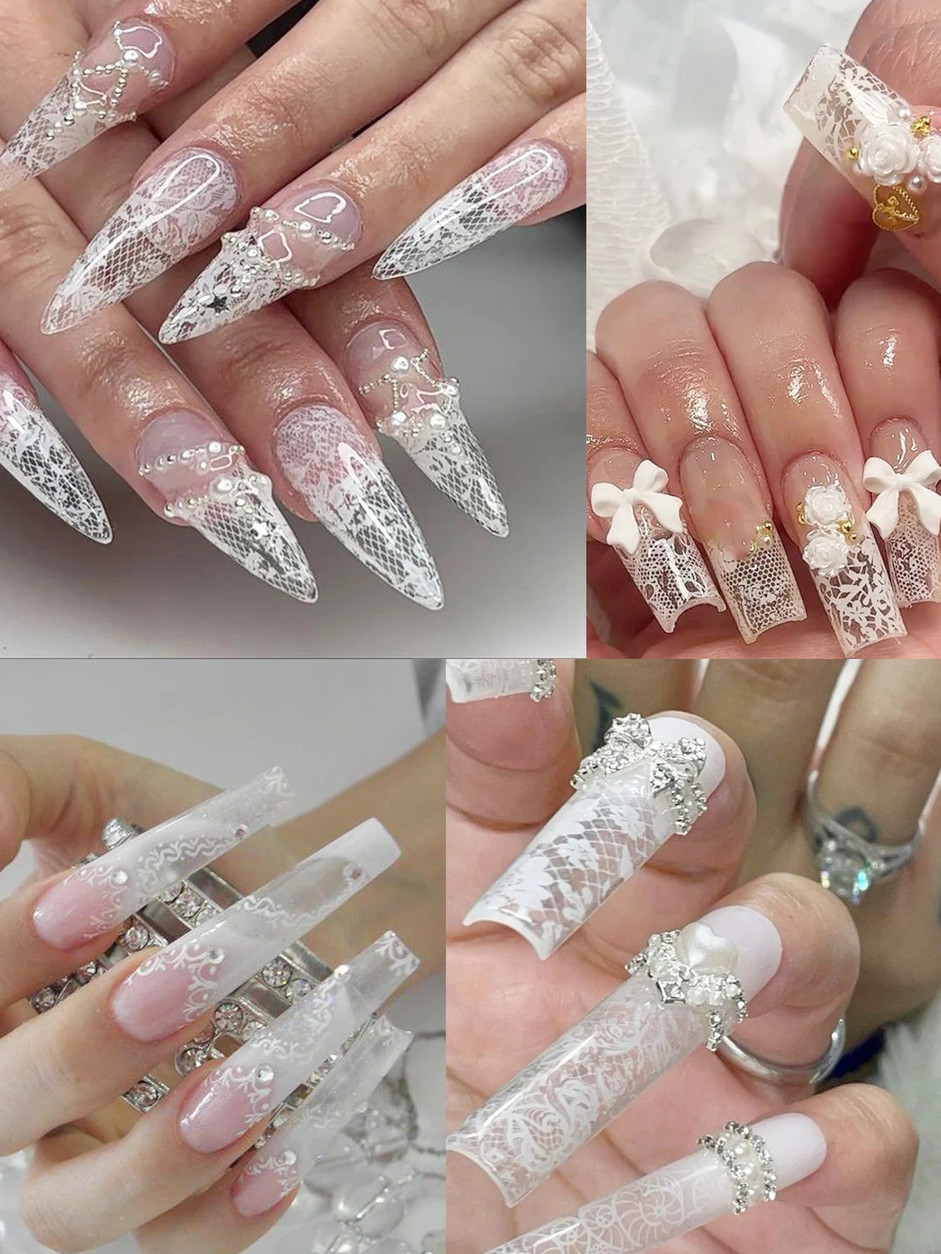 10 Sheets Lace Nail Foil White & Black Nail Stickers Design Transfer Foils Starry Sky Paper Nail Art Foil Decals for Nails Salon Beauty World Shop