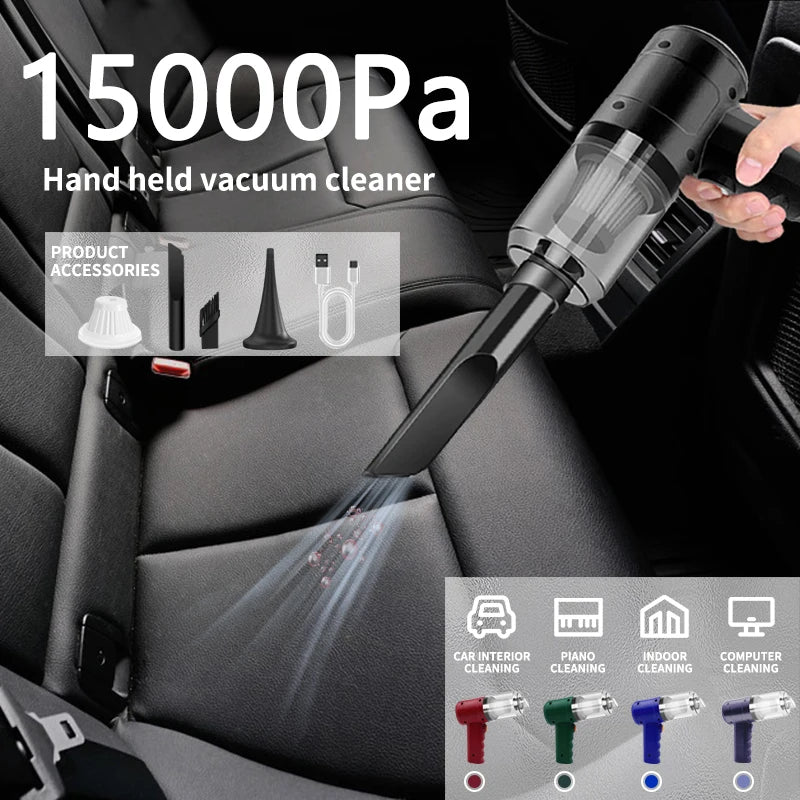 Handheld Car Vacuum Cleaner, 15000PA Portable Cordless, Dual use of blowing and suctionMulti-Nozzles, for Car, Home, Pet, Office Beauty World Shop