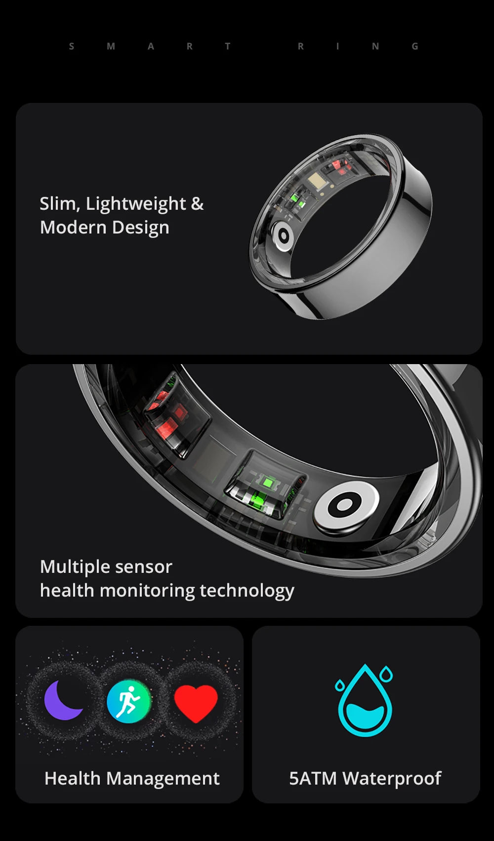 2024 COLMI R09 Smart Ring Men Women with Charging Case, Health and Sleep Monitor, Skin Temperature Monitor, 60 days battery life Beauty World Shop