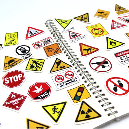 10/50/100PCS Warning Pattern Sign Stickers Pack DIY Skateboard Motorcycle Suitcase Stationery Decals Decor Phone Laptop Toys Beauty World Shop