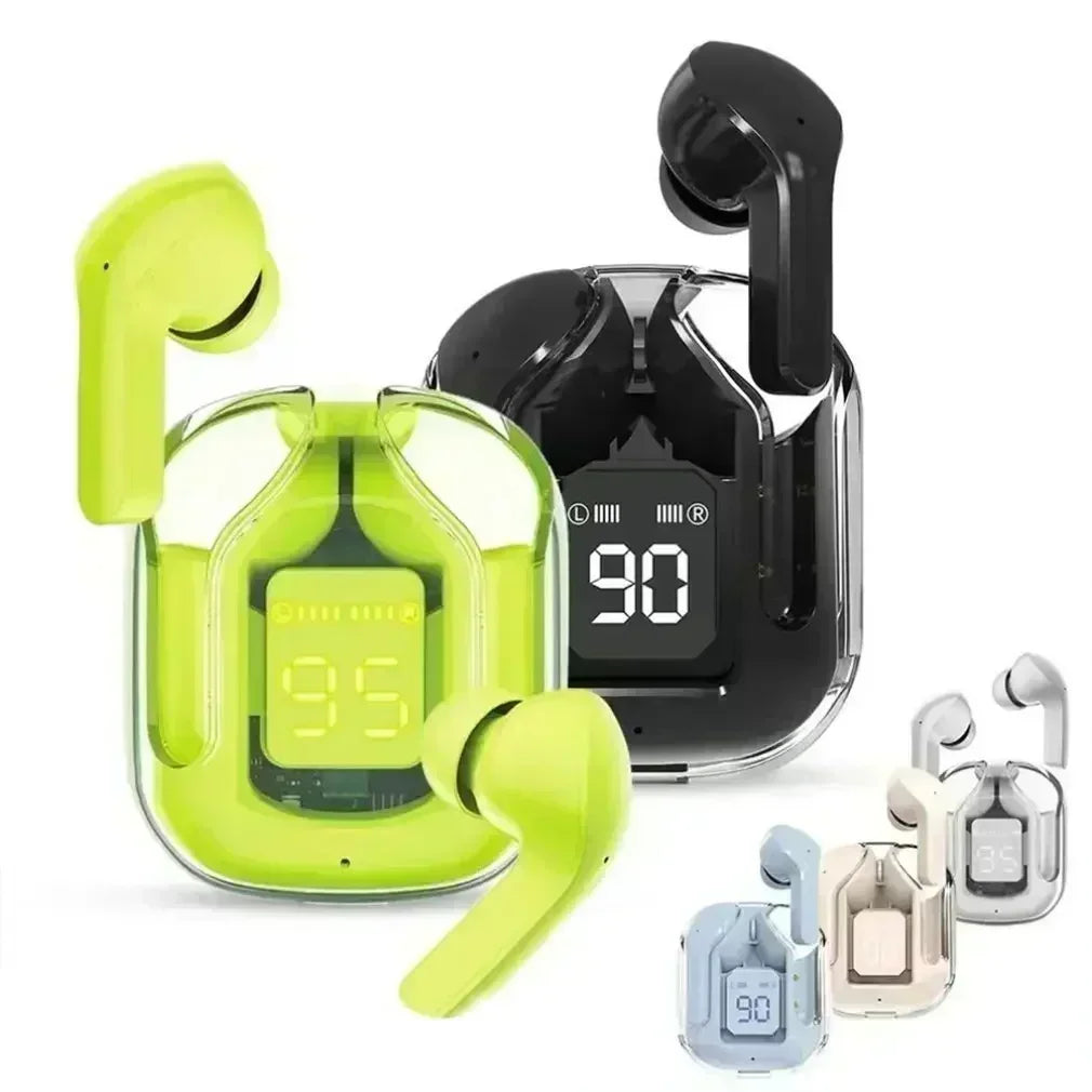 TWSHK3 Wireless Bluetooth Earphone Noise Canceling HiFi Stereo Sport Headphones with Digital Display Transparent Charging Case Beauty World Shop