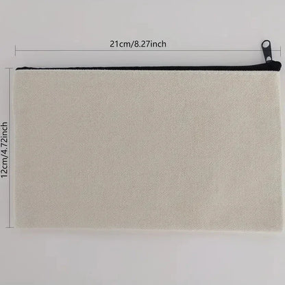 5pcs Blank Canvas Zipper Pouch Bulk, Makeup Bag Pencil Case For Cosmetic & DIY Crafts, Independence Day Beauty World Shop