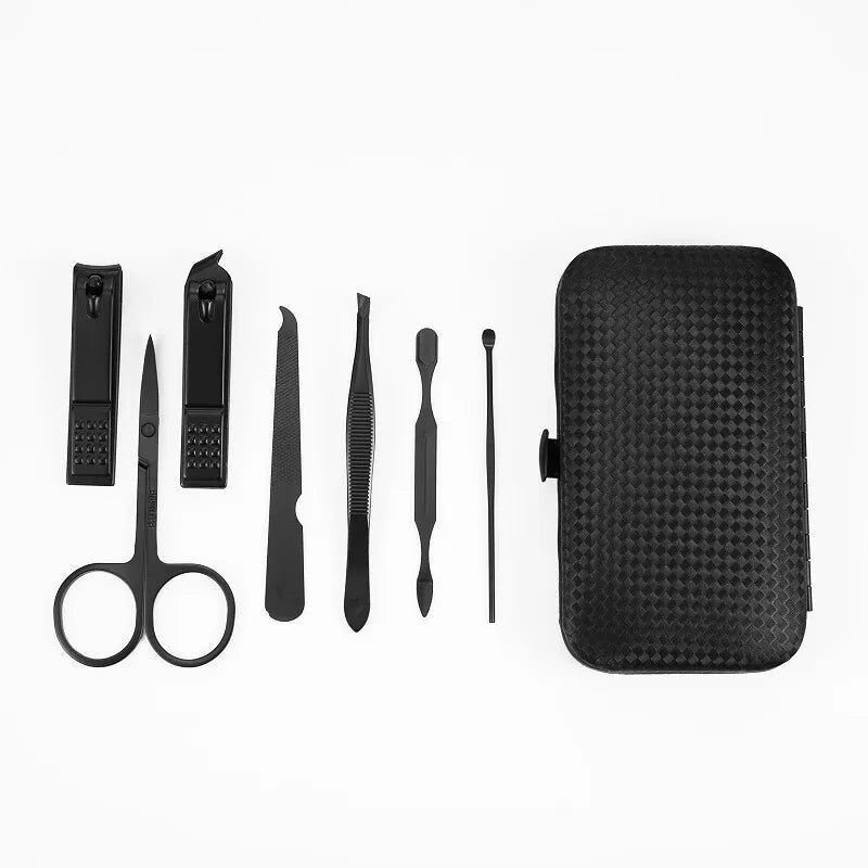 7/10/12/18/20/24PCS Set Professional Manicure Set Kits Stainless Steel Fingernail Toenail Clippers Set with Leather Portable Beauty Fashion