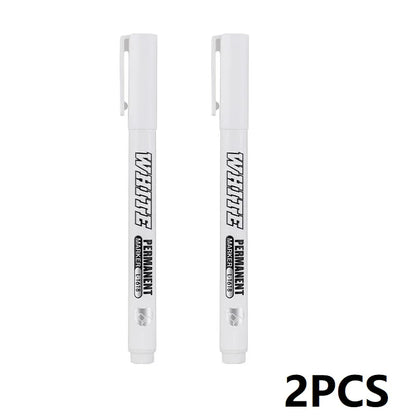 New 1/2/3PCS Waterproof Metal Marker Permanent White Paint Pen Washing Art Painting Graffiti Pens Fabric Wood Leather Marker1MM Beauty World Shop