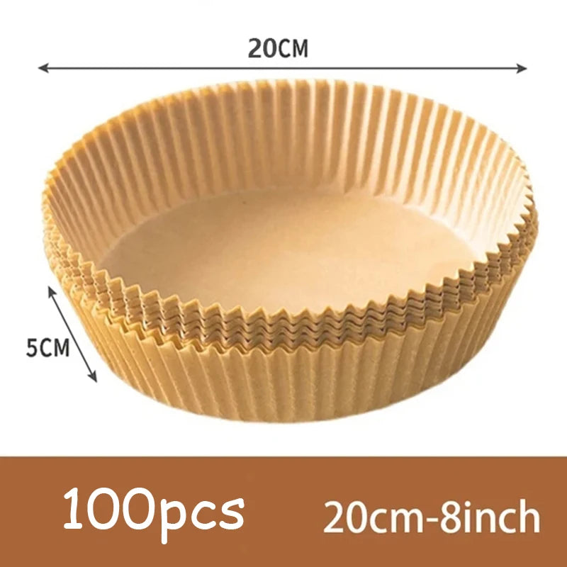 50Pcs Air Fryer Disposable Paper Non-Stick Airfryer Baking Papers Round Air-Fryer Paper Liners Paper Kitchen Accessories Beauty World Shop