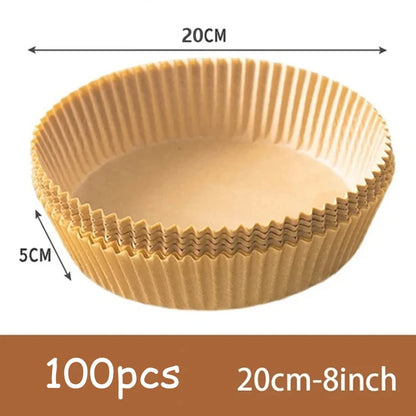 50Pcs Air Fryer Disposable Paper Non-Stick Airfryer Baking Papers Round Air-Fryer Paper Liners Paper Kitchen Accessories Beauty World Shop