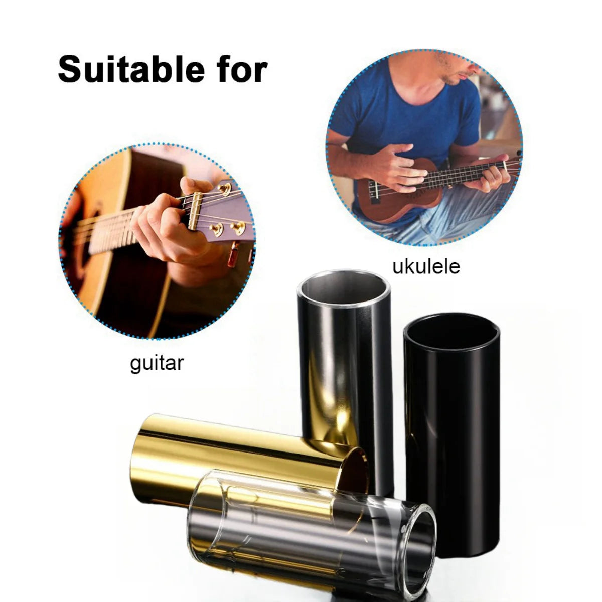 Miwayer Slider 60MM High Guitar Slide Bar Stainless Steel Metal/Glass Finger Slides Ukulele String Instruments Guitar Accessorie Beauty World Shop