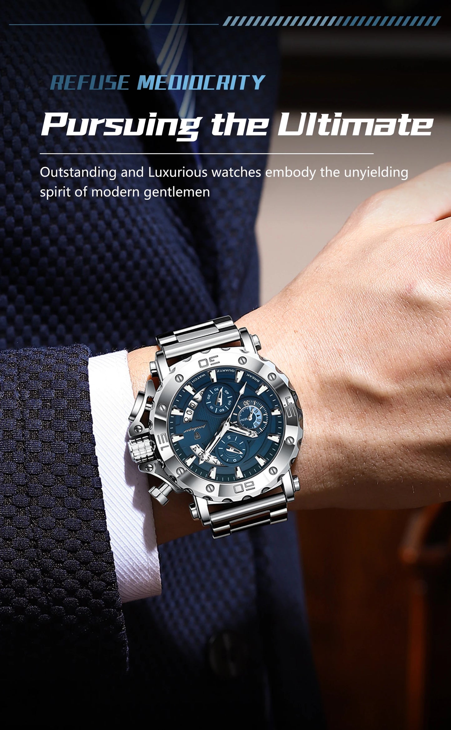 POEDAGAR Luxury Men's Watch Calendar Luminous Waterproof Man Clock Chronograph Stainless Steel Quartz Watches For Men Reloj Gift Beauty World Shop
