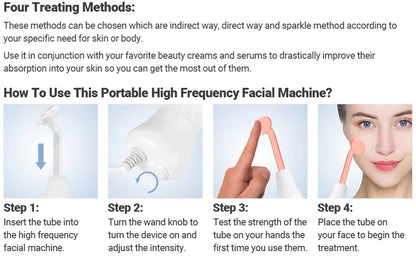 4 In 1 Handheld Electric For Face Skin Beauty Tools Portable High Frequency Facial Therapy Wand Acne Treatment Machine Neon Wand Beauty World Shop