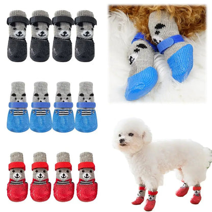 4pcs/lot Winter Warm Dog Socks Anti-Slip Rain Snow Boots Waterproof Puppy Chihuahua Dogs Shoes Booties for Small Large Dogs Beauty Trend Shop