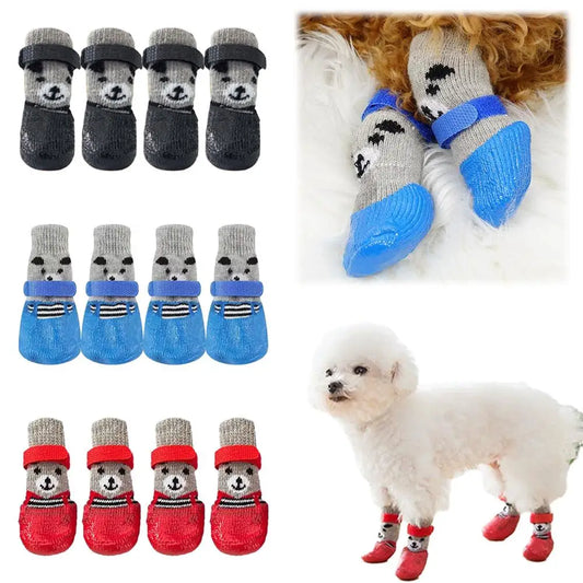 4pcs/lot Winter Warm Dog Socks Anti-Slip Rain Snow Boots Waterproof Puppy Chihuahua Dogs Shoes Booties for Small Large Dogs Beauty Trend Shop