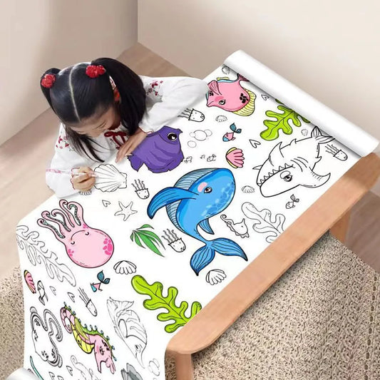 90cm Animal Canvas Children's Drawing Roll DIY Coloring Paper Roll Color Filling Graffiti Paper-cut Painting Educational School Beauty World Shop