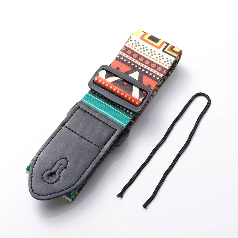 Fashion Retro Ethnic Style Guitar Strap Adjustable Leather Strap for Folk Guitar Electric Guitar Bass Ukulele Guitar Accessories Beauty World Shop