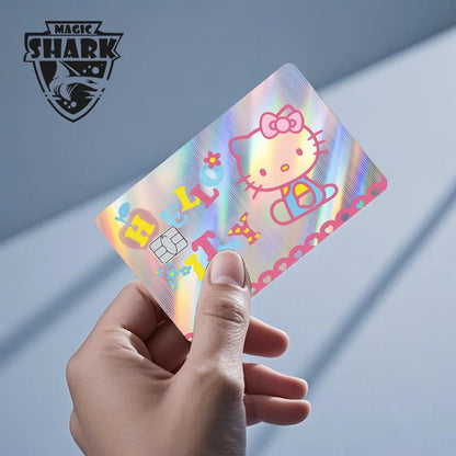 Hot Sale Hello Kitty Kuromi Holographic Laser Shinny Film Skin Cover Sticker for Debit Credit Card Bank Card Beauty World Shop