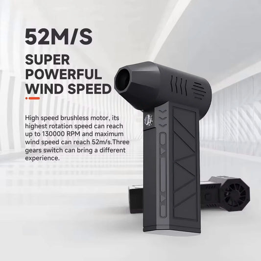 130000 RPM  Fan Electric Air Blower Brushless Motor High-Speed Violent Fan 52m/s Overheat Protection 4000mAh Battery Beauty World Shop