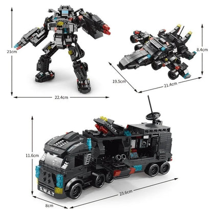 Compatible with Lego 585Pcs City Police Station SWAT Truck Car Building Blocks DIY Toys for Boys Kids Gifts Beauty World Shop
