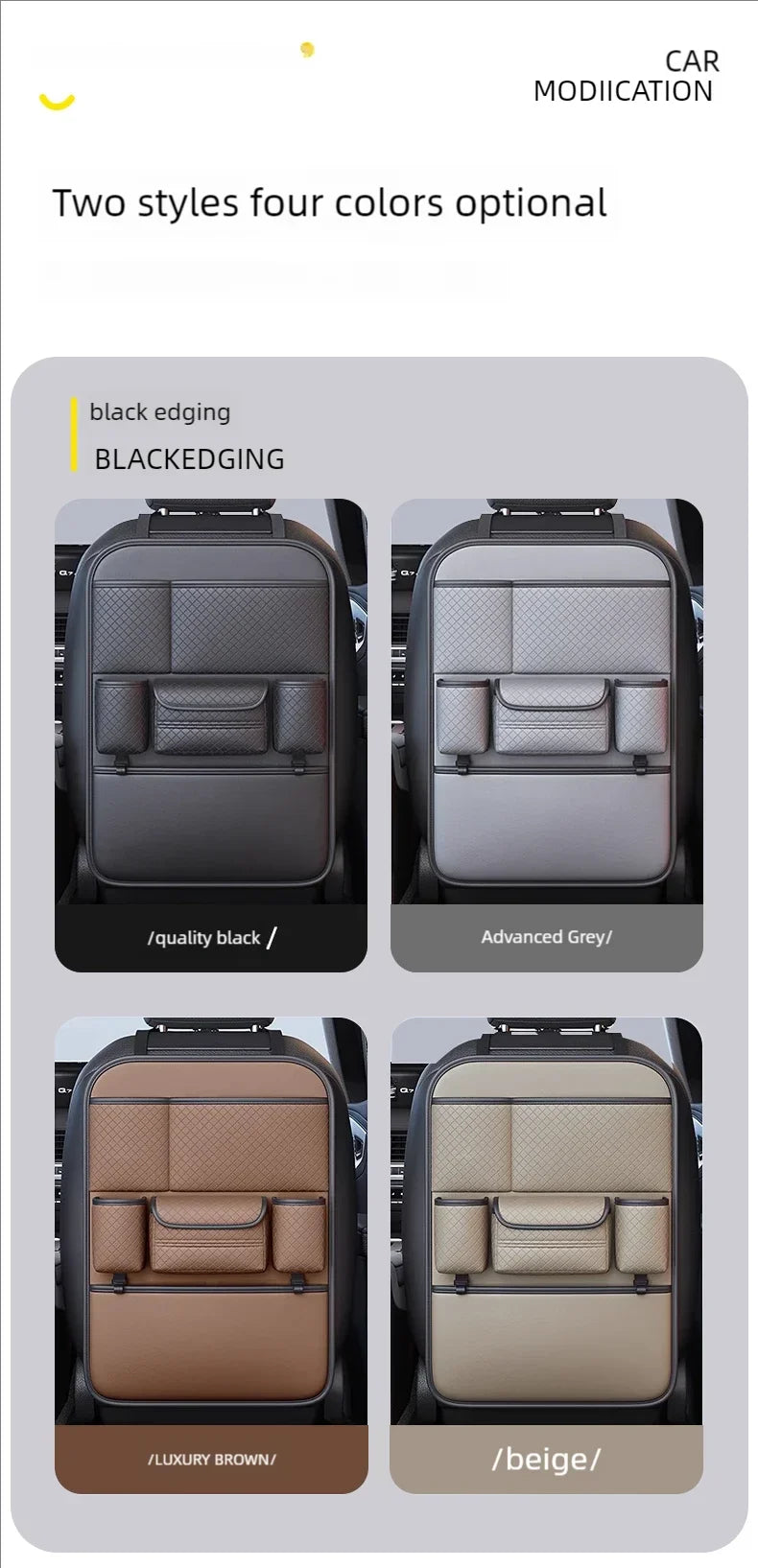 Multi-functional Car Seat Back Organizer High-Capacity Multi-Pocket Backseat Storage Bag Wear-Resistant Anti Kick Mat Beauty World Shop
