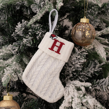 1PC A-Z Letter Hanging Christmas Stockings Knitted Socks  Christmas Tree Hanging for Family Party Decoration Beauty World Shop