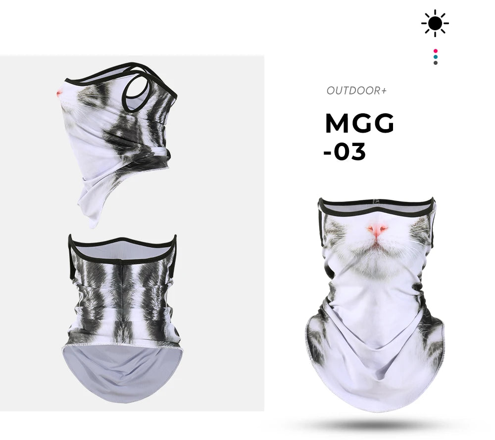 3D Animals Magic Scarf Bandana Breathable Neck Warmer Gaiter Hanging Ear Outdoor Sports Triangle Face Mask Neckerchief Summer Beauty World Shop