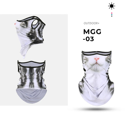 3D Animals Magic Scarf Bandana Breathable Neck Warmer Gaiter Hanging Ear Outdoor Sports Triangle Face Mask Neckerchief Summer Beauty World Shop