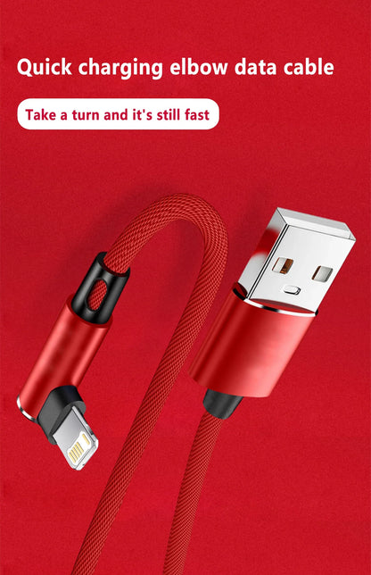 90 Degree USB Cable For iPhone 14 13 12 11 Pro Max X XR 6s 7 8 Plus 2m 3m Lead Mobile Phone Fast Charging Cord Data Charger Wire Beauty World Shop