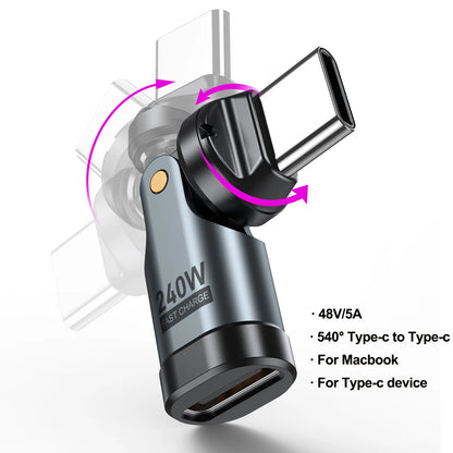 AUFU PD240W USB C to Type C OTG Adapter 540 Rotation 5A Fast Charge Cable Converter for iPhone 16 MacBook Samsung Xiaomi Laptop Beauty World Shop