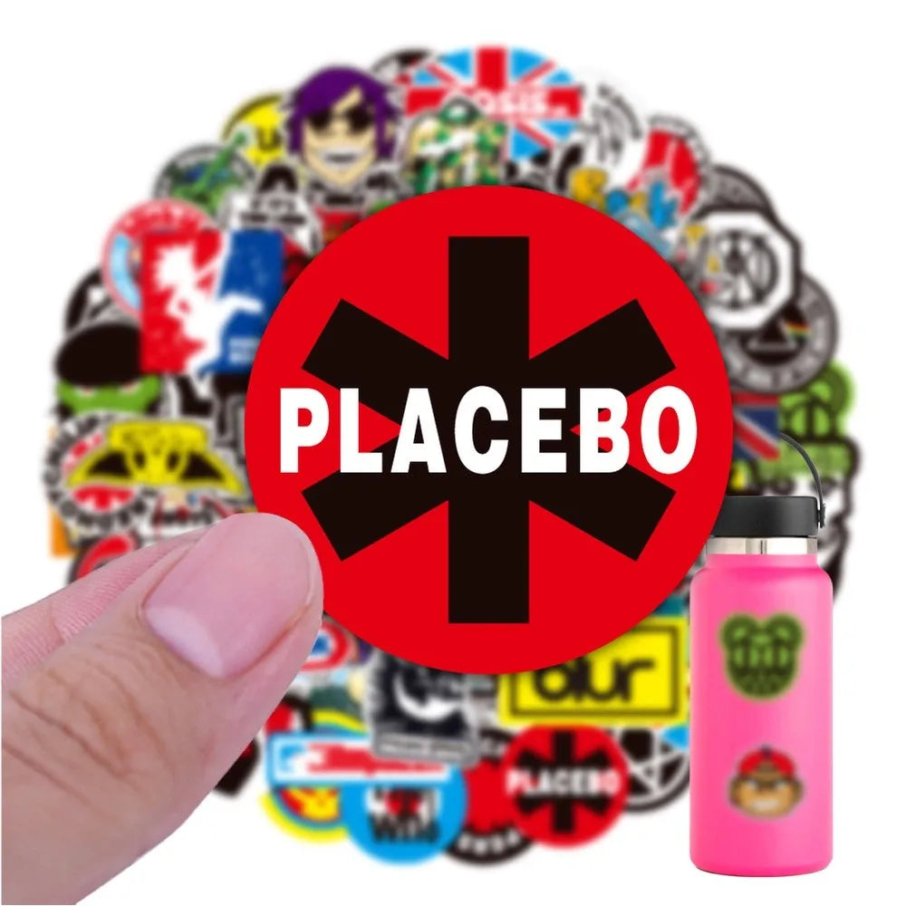 100 Rock And Roll Music Band Stickers Punk Graffiti Stickers For Laptop Guitar Helmet Luggage Decal Golden Memory Stickers Store Beauty World Shop