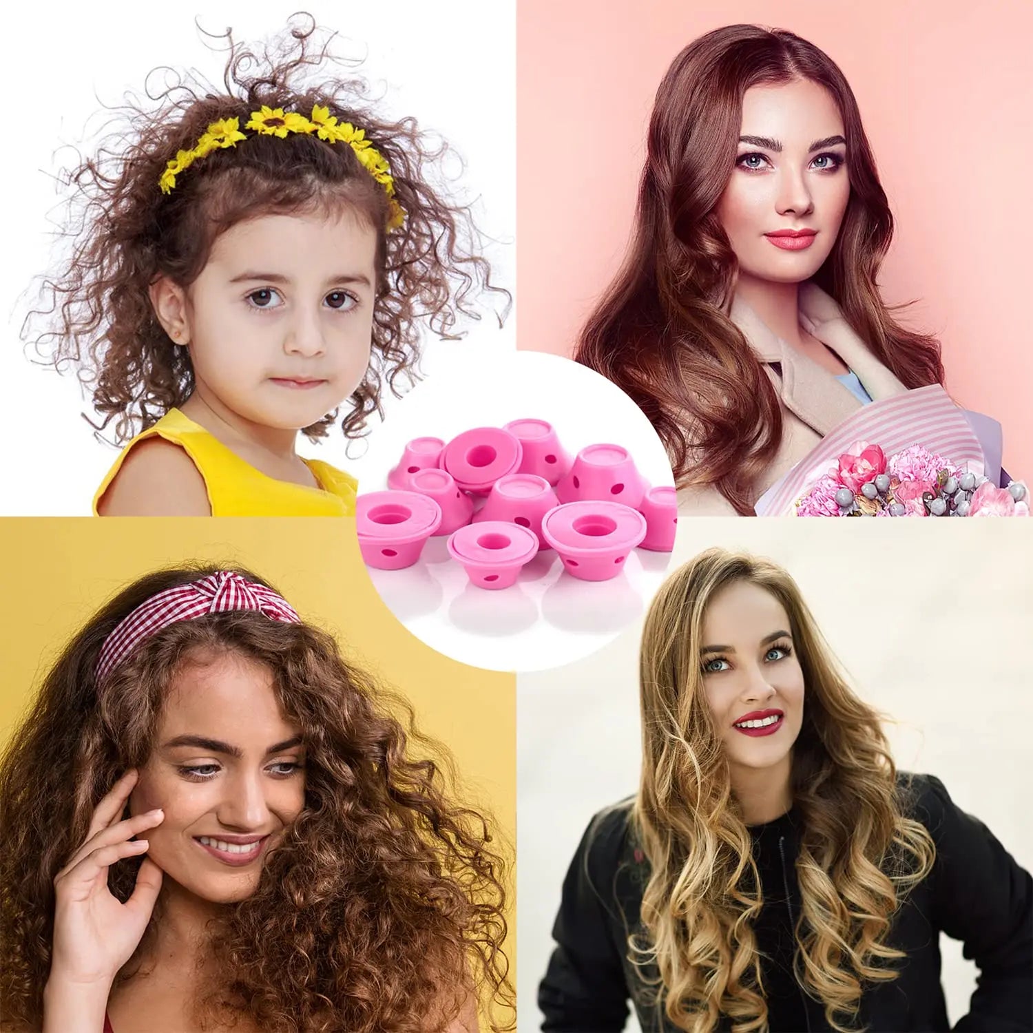 Heatless Hair Curlers Set: 10 Pieces Including Large and Small Soft Overnight Rollers for Women and Kids Lazy Curling Rods Beauty World Shop
