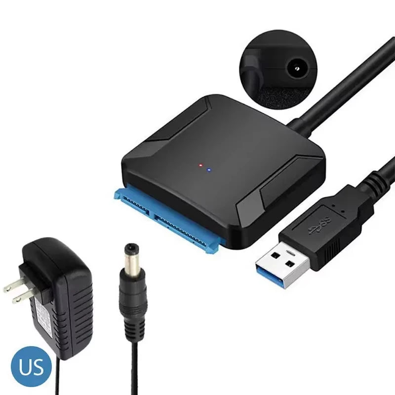 SATA to USB3.0 Cable SATA III Hard Drive Adapter Converter for 2.5" 3.5" SSD HDD Hard Drive Disk with 12V/2A Power Adapterer Beauty World Shop