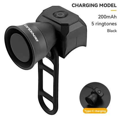 Bicycle Horn Mountain Bike Battery/USB Charging Waterproof Electronic Bike Bell Riding Equipment Children's Scooter Accessories Beauty World Shop