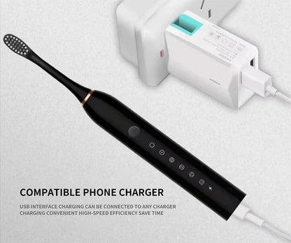 Electric Ultrasonic Toothbrush Six Speed Mode Home Soft Hair USB Charging Waterproof Adult Tooth Cleaner Automatic Couple Set Beauty World Shop