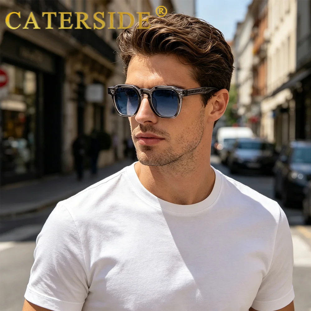 CATERSIDE Fashion Men Sunglasses Small Frame Square Personalized Design Sun Glasses Women Travel Party Business Festival Gift Beauty World Shop