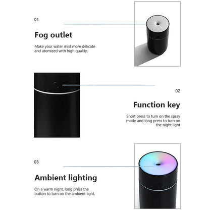 HOMEFISH Colorful Portable Mini Air Humidifier USB Rechargeable Wireless Home Car Aroma Diffuser Essential Oil Atomizer Beauty World Shop