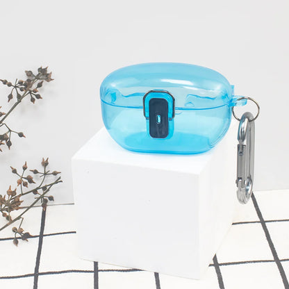Secure Lock Clear Case Shockproof Protective Cover Skin Anti-drop with Carabiner for Sony WF-1000XM5 (2023) Wireless Earbuds