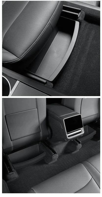 For Tesla New Model Y 2025 Juniper Launch Under Seat Storage Box Case Car Seat Organizer Vehicle Underseat Drawer Tray Accessory Beauty World Shop
